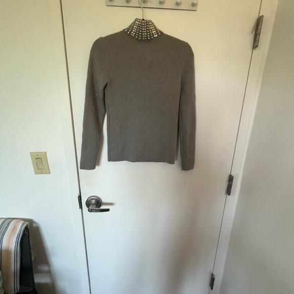 Maje grey sweater with rhinestones on the neck - Picture 4 of 4